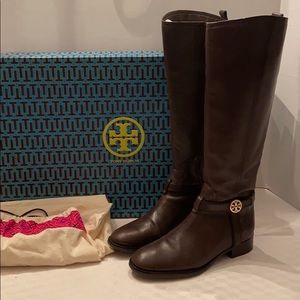 Authentic Tory Burch Bristol brown riding boots